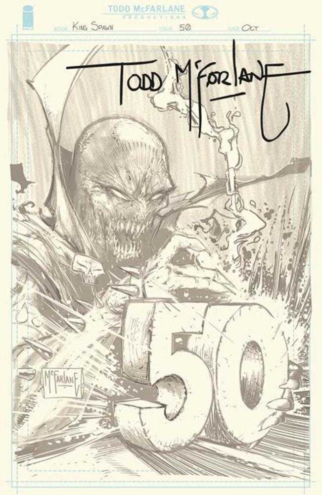 King Spawn #50 Cover H Inc 1:1000 Todd McFarlane Virgin Signed W Sketch Variant