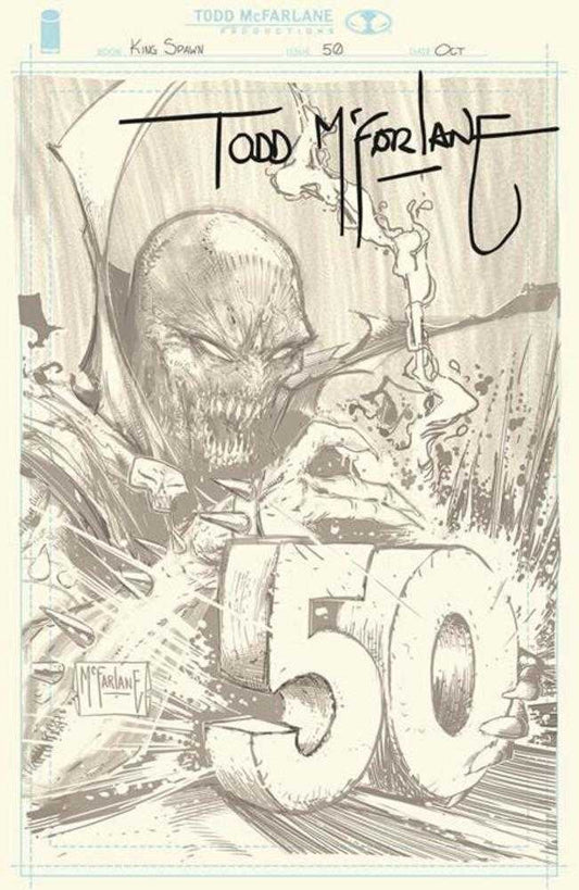 King Spawn #50 Cover H Inc 1:1000 Todd McFarlane Virgin Signed W Sketch Variant