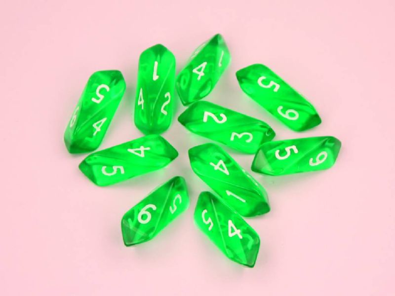 CRYSTAL TRANSLUCENT D6 10 PC SET GREEN