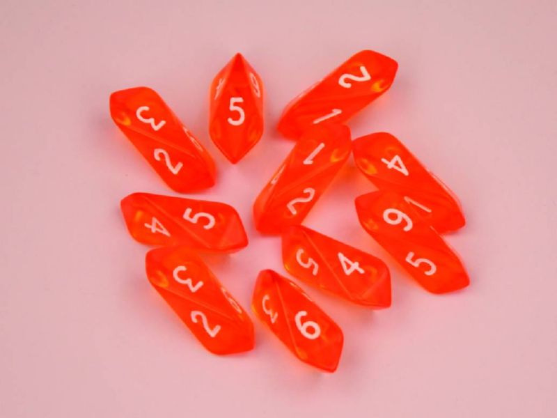 CRYSTAL TRANSLUCENT D6 10 PC SET ORANGE