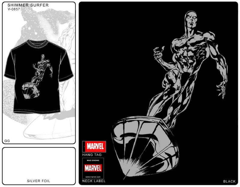 SILVER SURFER SHIMMER SURFER BLK T-SHIRT MED