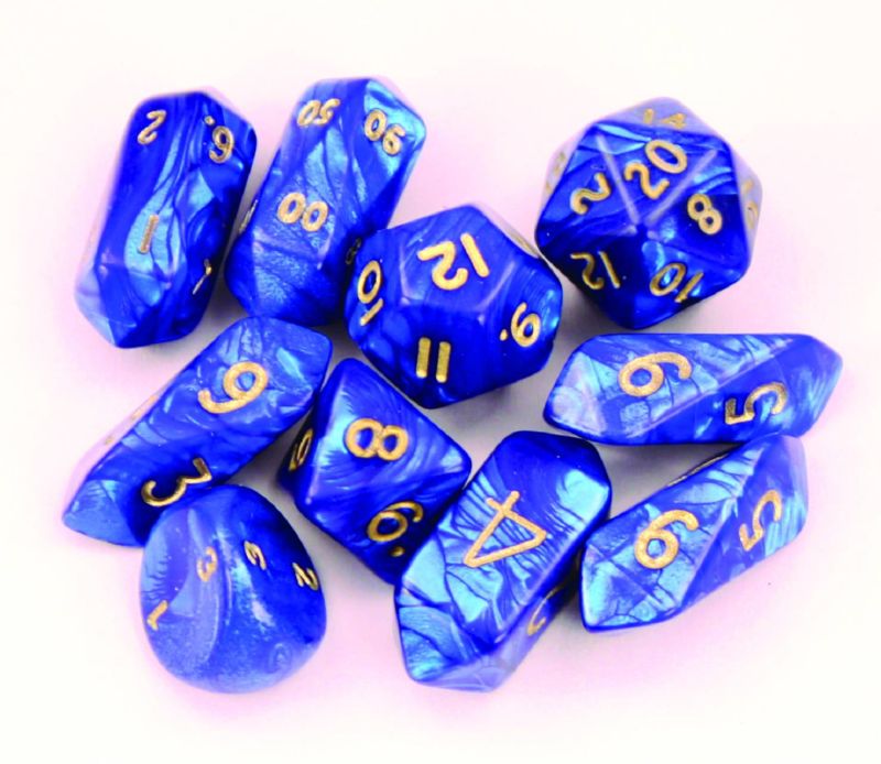 CRYSTAL PEARL HYBRID 10 PC DICE SET BLUE (C: 0-1-2)