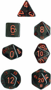 CHESSEX Smoke with red Translucent Polyhedral 7-Die set