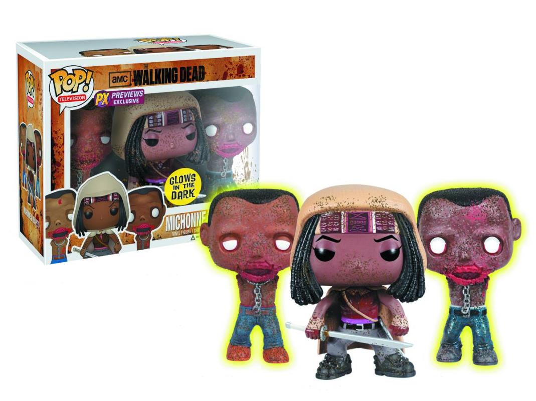 POP WALKING DEAD MICHONNE & GID PET ZOMBIES PX 3 PK