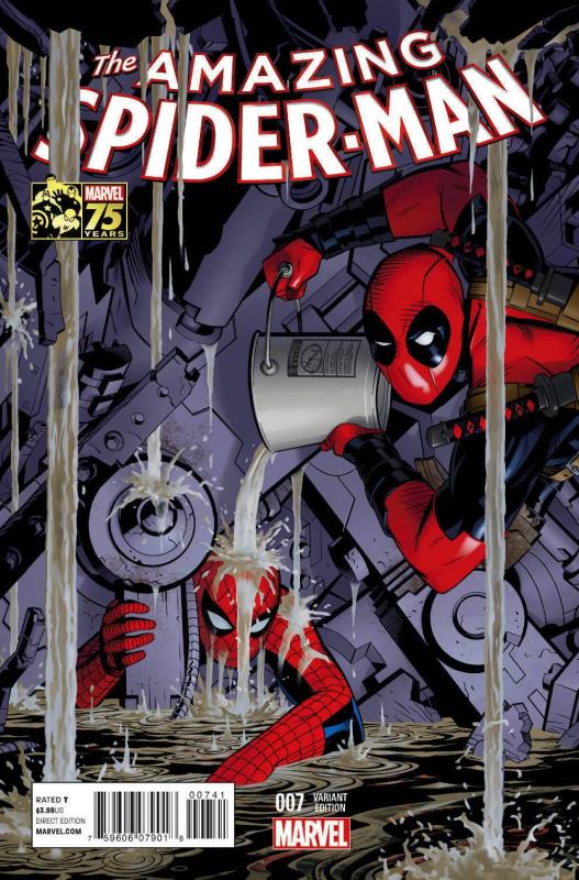 AMAZING SPIDER-MAN #7 1:25 DEADPOOL 75TH ANNIV VARIANT