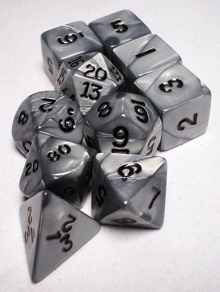 KOPLOW OLYMPIC POLYHEDRAL 10-DICE SET SILVER