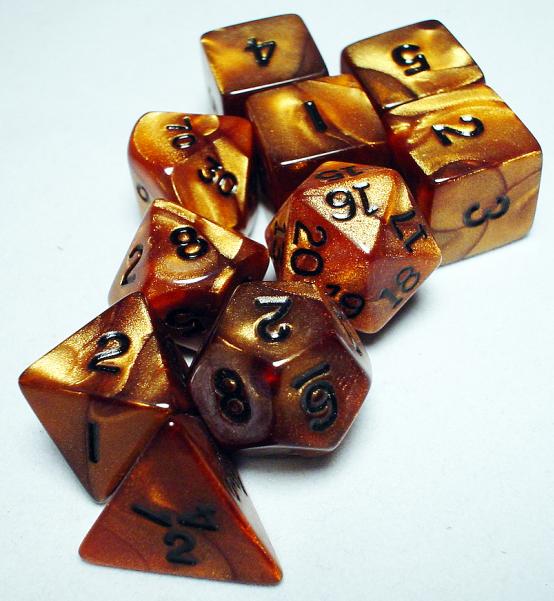 KAPLOW OLYMPIC POLYHEDRAL 10-DICE SET BRONZE