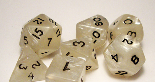 KAPLOW Pearlized Gray POLYHERAL 7-DICE SET