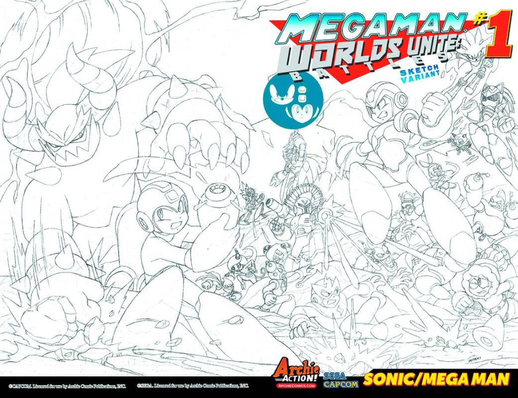 MEGA MAN WORLDS UNITE BATTLES #1 SKETCH VARIANT CVR