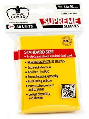 ULTIMATE GUARD SUPREME SLEEVES SOLID YELLOW STANDARD SIZE