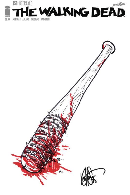 DF WALKING DEAD #150 BLOODY LUCILLE SKETCH HAESER