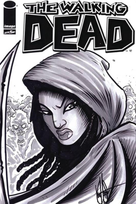 DF WALKING DEAD #150 MICHONNE SKETCH HAESER