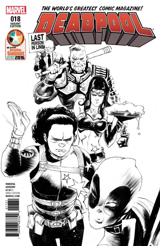 DEADPOOL #18 RETAILER SUMMIT 2016 ALBUQUERQUE B&W PX VARIANT