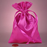 SMALL DICE BAG SATIN HOT PINK