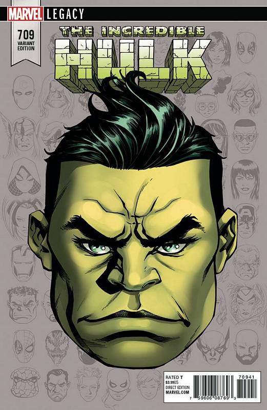 INCREDIBLE HULK #709 1:10 MCKONE LEGACY HEADSHOT VARIANT LEG