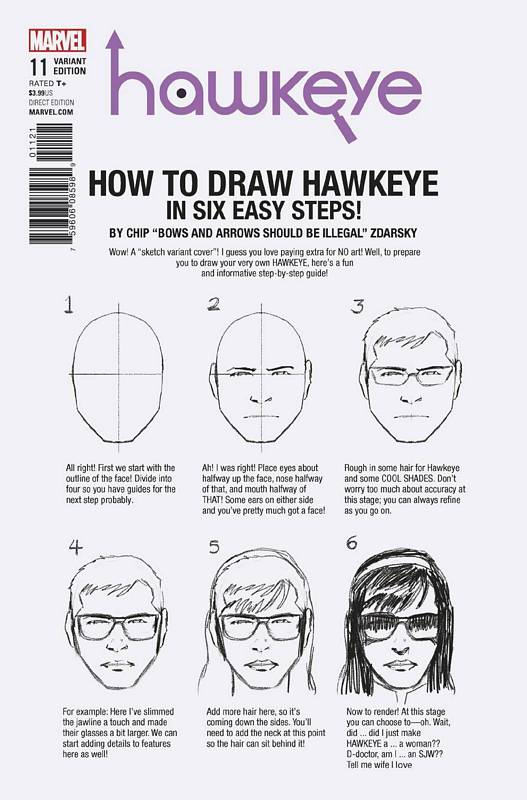 HAWKEYE #11 ZDARSKY HOW TO DRAW VARIANT