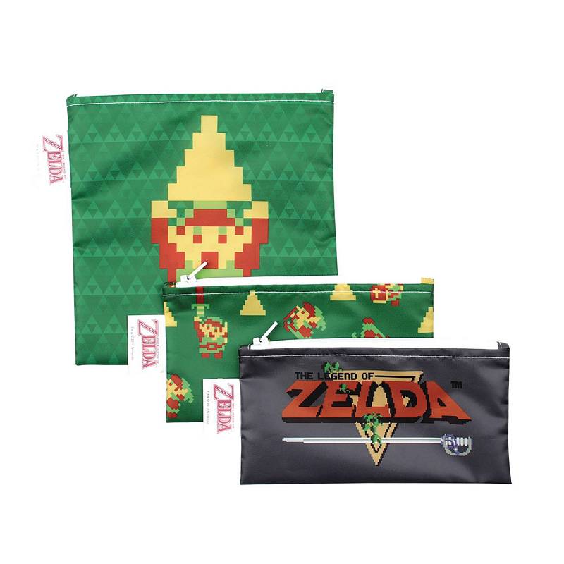 LEGEND OF ZELDA 3PK REUSABLE SNACK BAG SET