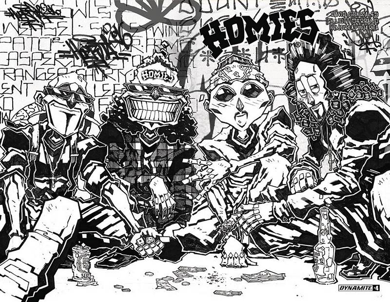 HOMIES #4 (OF 4) CVR B 1:15 COPY HUERTA B&W VARIANT