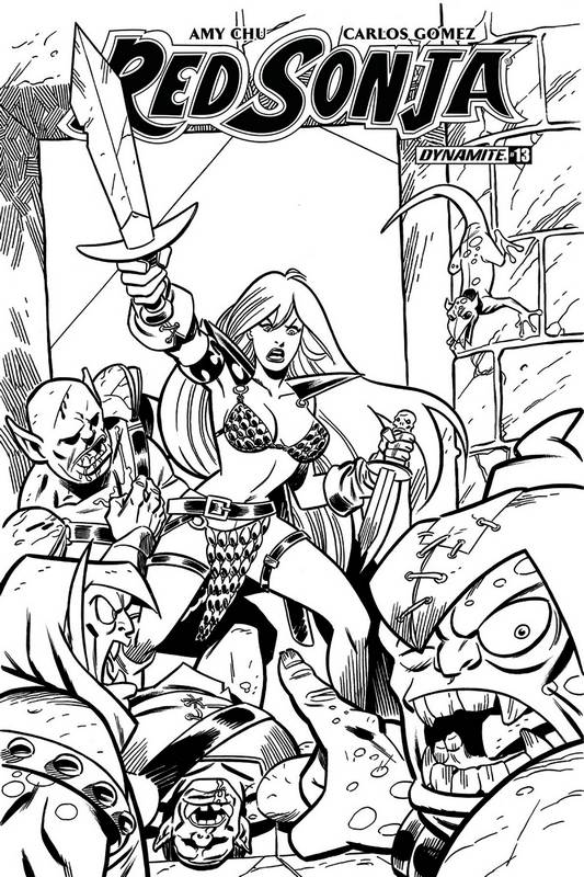 RED SONJA #13 CVR H 1:30 COPY RUIZ B&W VARIANT