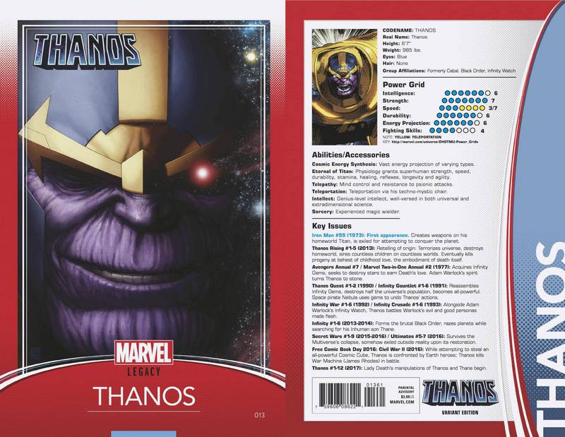 THANOS #13 CHRISTOPHER TRADING CARD VARIANT LEG