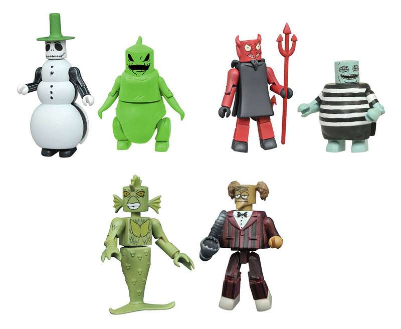 NIGHTMARE BEFORE CHRISTMAS SERIES 4 MINIMATES SNOWMAN JACK & GLOW-IN-THE-DARK BOOGIE