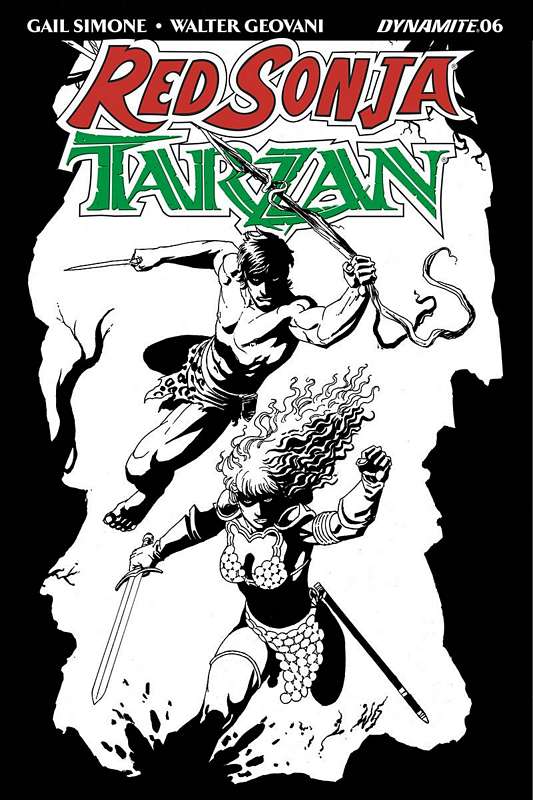 RED SONJA TARZAN #6 1:10 GEOVANI B&W VARIANT