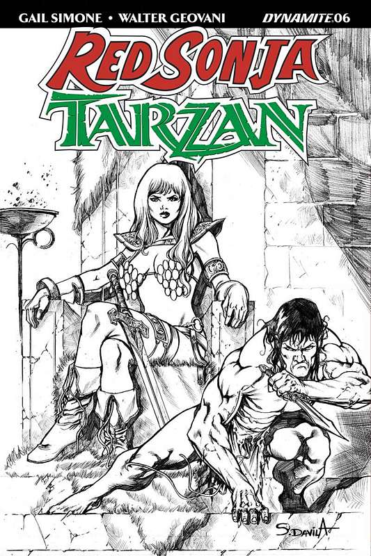 RED SONJA TARZAN #6 1:20 DAVILA B&W VARIANT