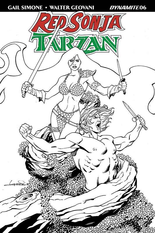 RED SONJA TARZAN #6 1:30 LOPRESTI B&W VARIANT