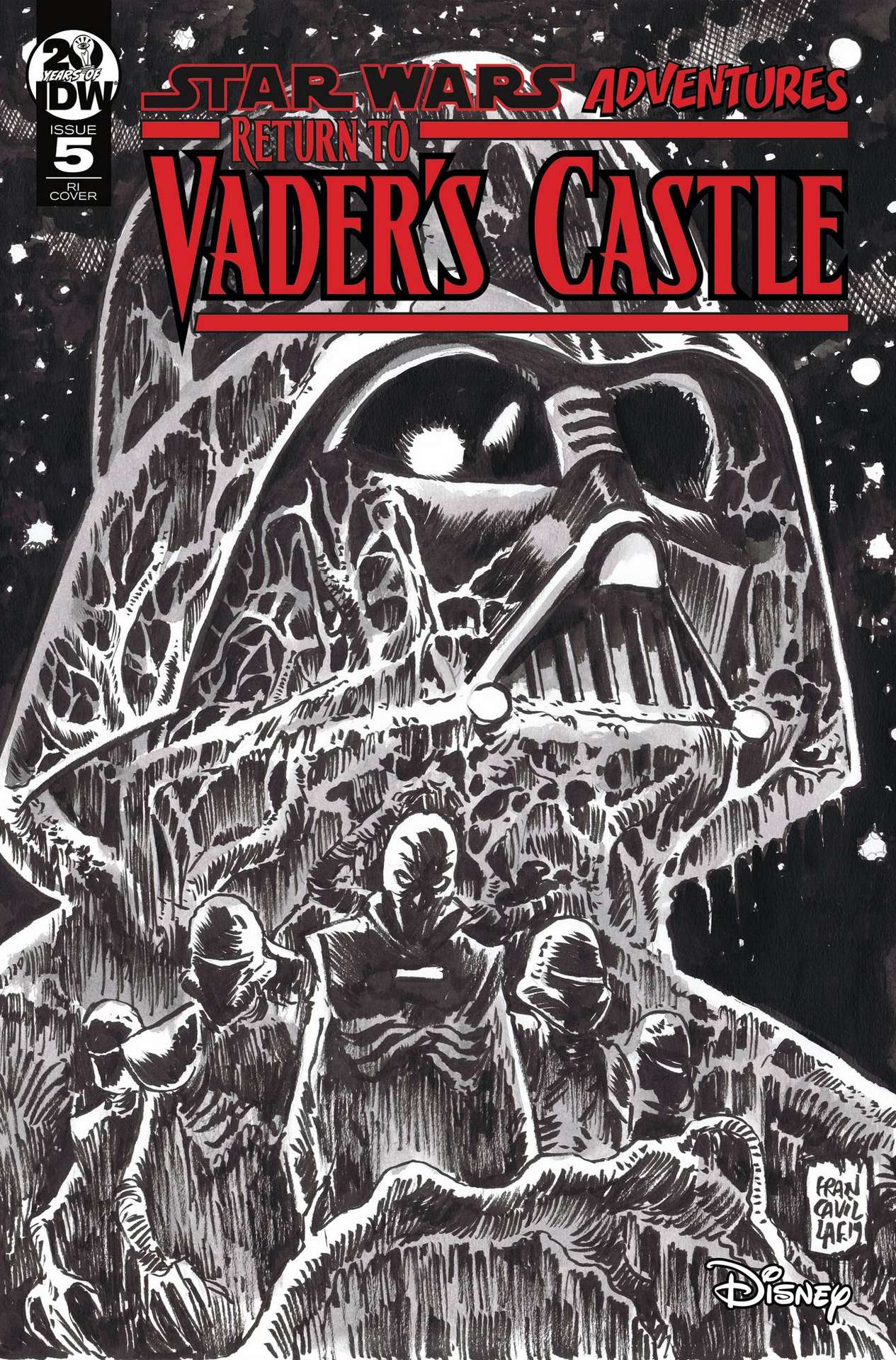 STAR WARS ADVENTURES RETURN TO VADERS CASTLE #5 1:10 B&W FRANCAVILLA VARIANT