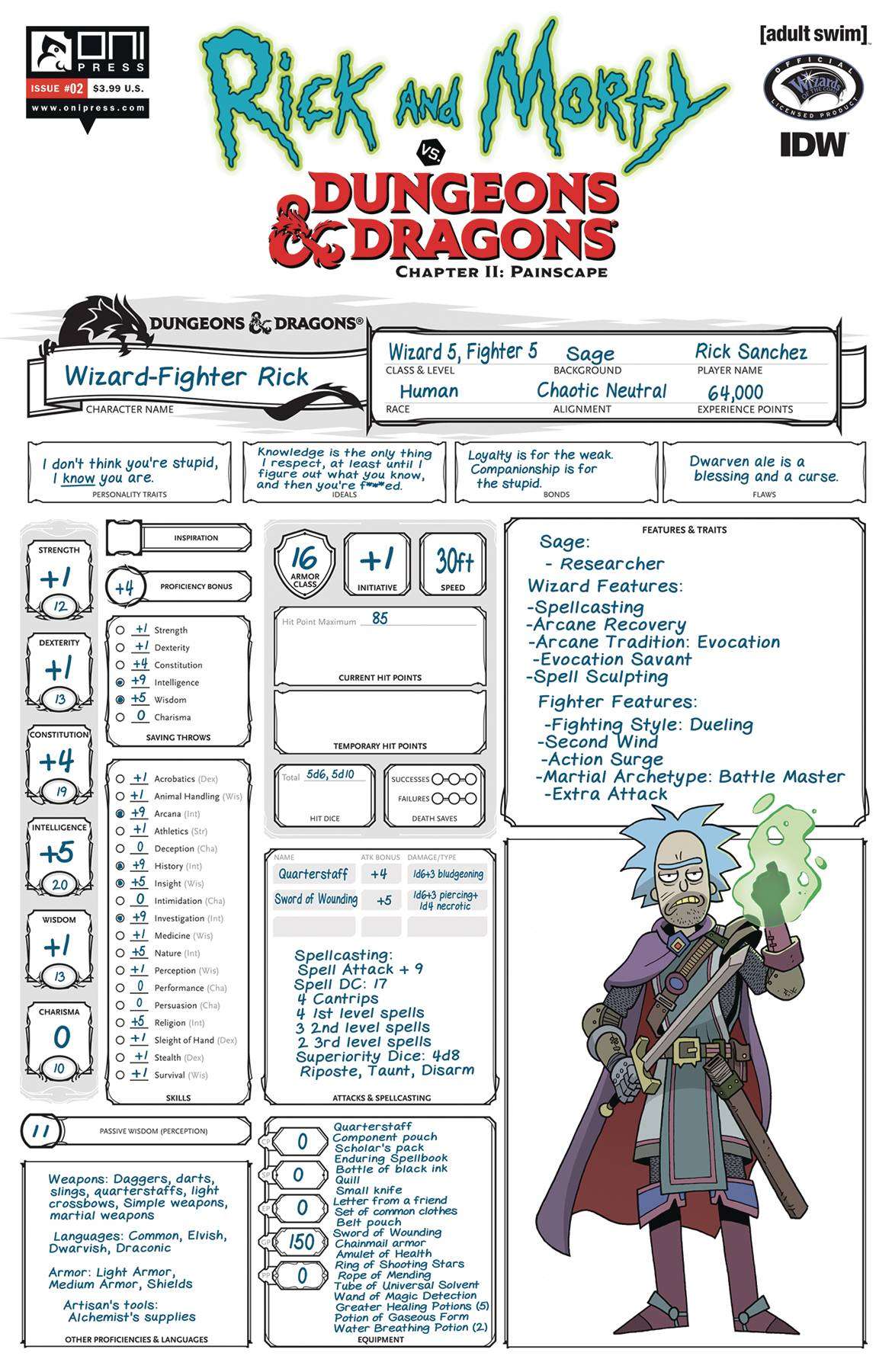 RICK & MORTY VS D&D II PAINSCAPE #2 CVR C LOOK CHARACTER SHEET (MR)