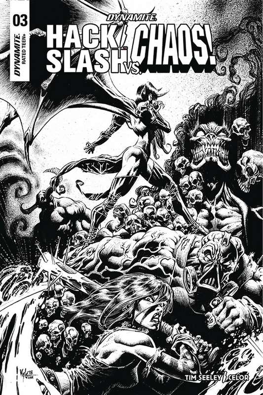 HACK SLASH VS CHAOS #3 1:40 COPY HOTZ B&W VARIANT