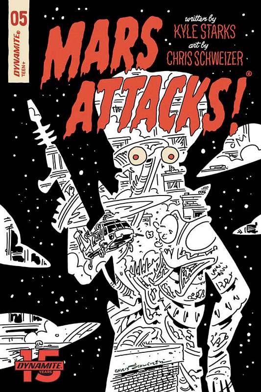 MARS ATTACKS #5 1:30 COPY SCHWEIZER B&W VARIANT