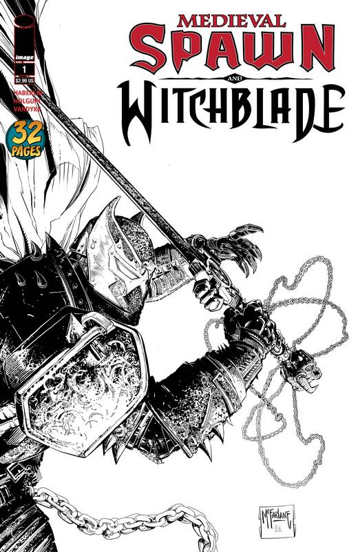 MEDIEVAL SPAWN WITCHBLADE #1 (OF 4) CVR C B&W MCFARLANE