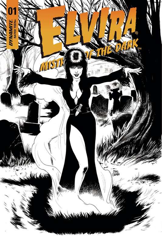 ELVIRA MISTRESS OF DARK #1 CVR G 1:10 COPY CERMAK B&W VARIANT