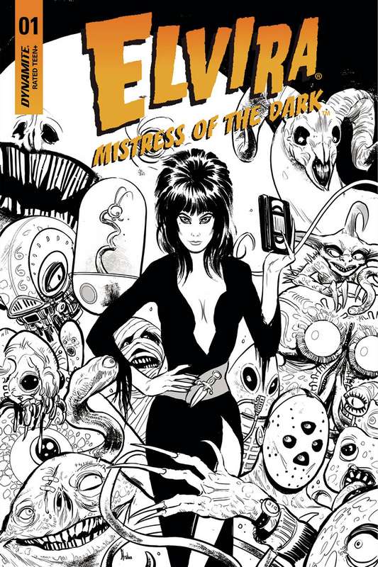 ELVIRA MISTRESS OF DARK #1 CVR I 1:30 COPY STRAHM B&W VARIANT