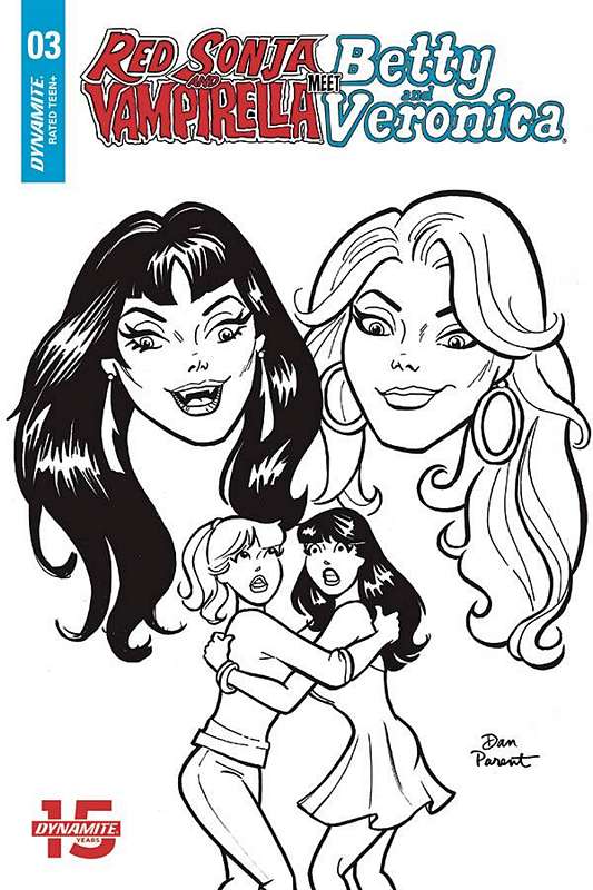 RED SONJA VAMPIRELLA BETTY VERONICA #3 1:10 PARENT B&W VARIANT