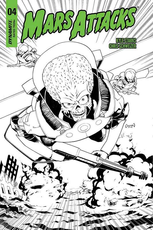 MARS ATTACKS #4 1:20 COPY COLEMAN B&W VARIANT