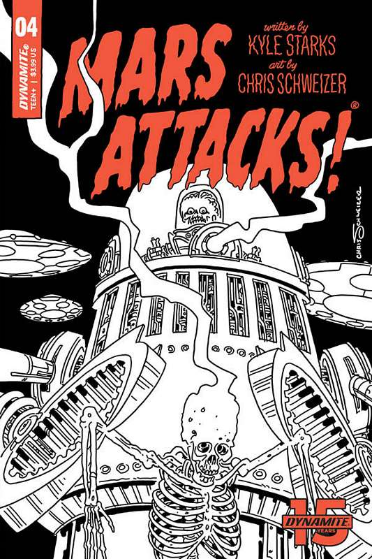 MARS ATTACKS #4 1:30 COPY SCHWEIZER B&W VARIANT