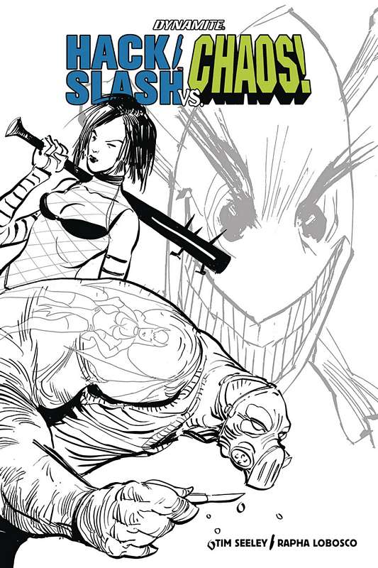 HACK SLASH VS CHAOS #1 1:30 COPY STRAHM B&W VARIANT