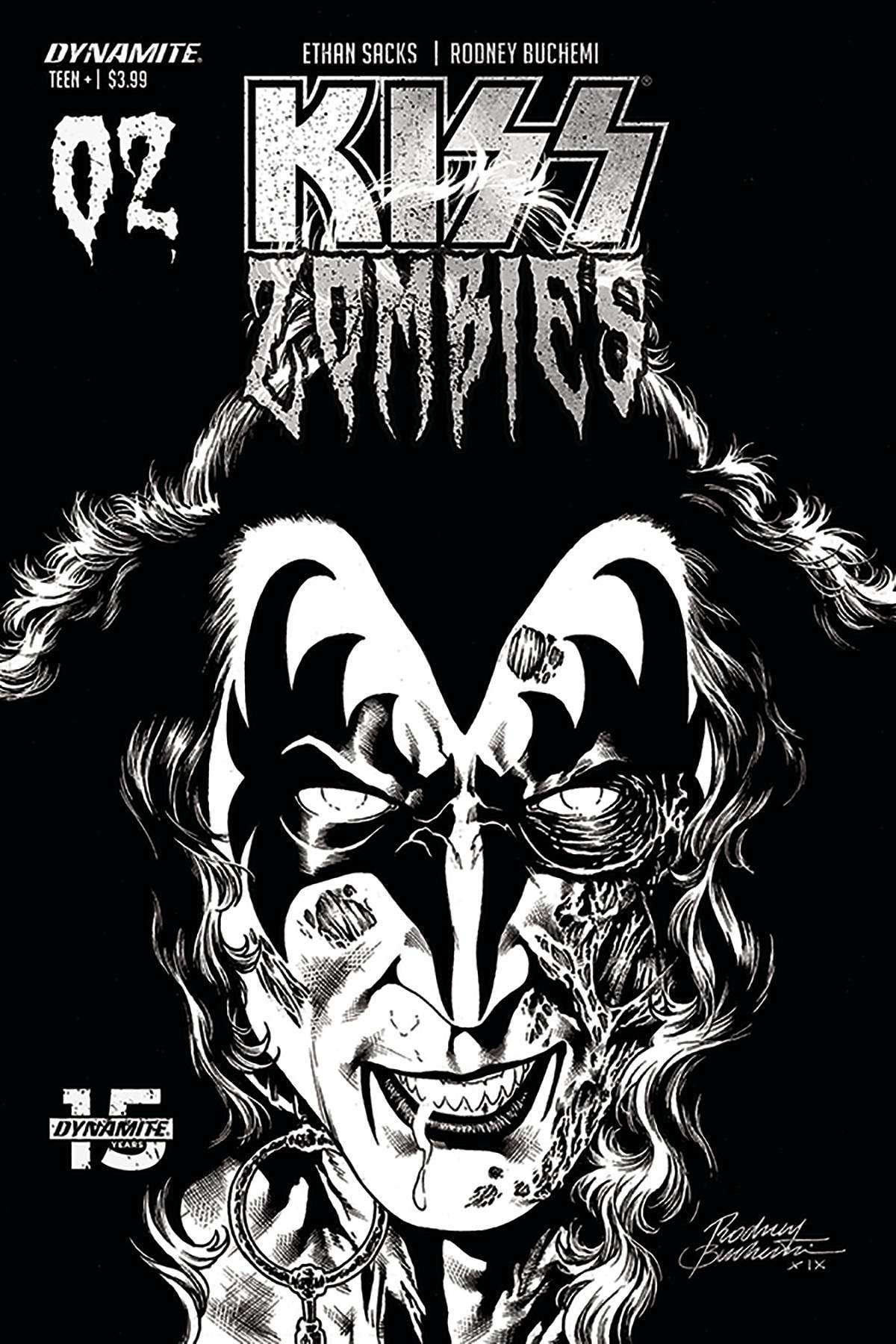 KISS ZOMIBES #2 1:30 BUCHEMI B&W VARIANT