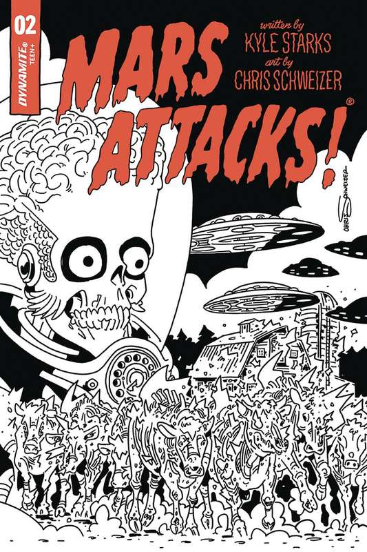 MARS ATTACKS #2 1:40 COPY SCHWEIZER B&W VARIANT