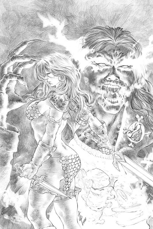 RED SONJA AGE OF CHAOS #5 1:11 QUAH B&W VIRGIN FOC RATIO VARIANT