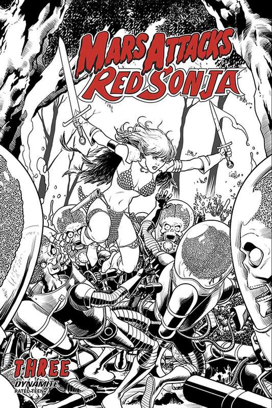 MARS ATTACKS RED SONJA #3 1:10 KITSON B&W RATIO VARIANT