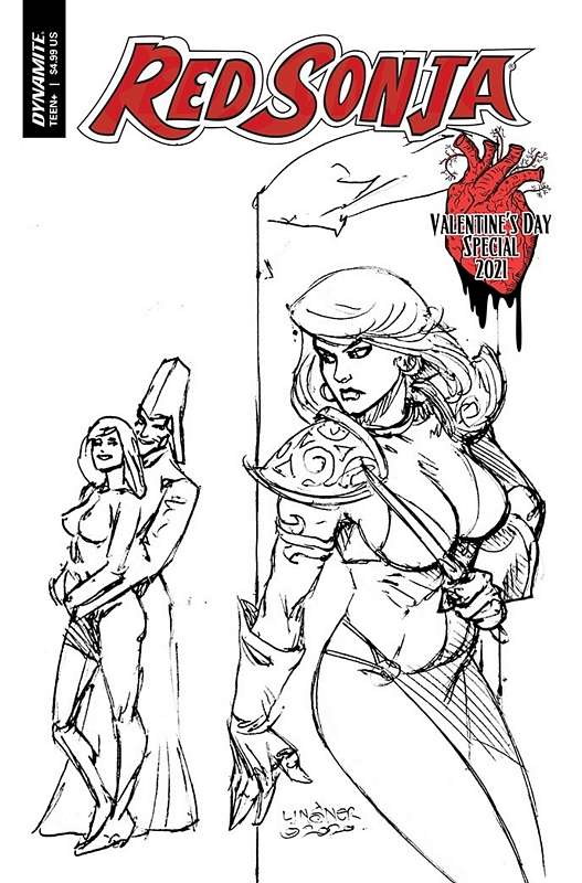 RED SONJA VALENTINES SP ONE SHOT 1:20 LINSNER B&W RATIO VARIANT