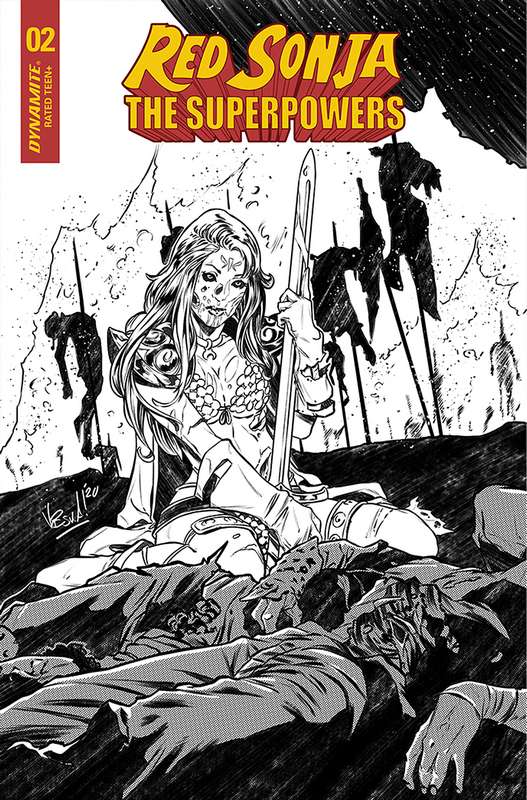 RED SONJA THE SUPERPOWERS #2 1:30 FEDERICI B&W RATIO VARIANT