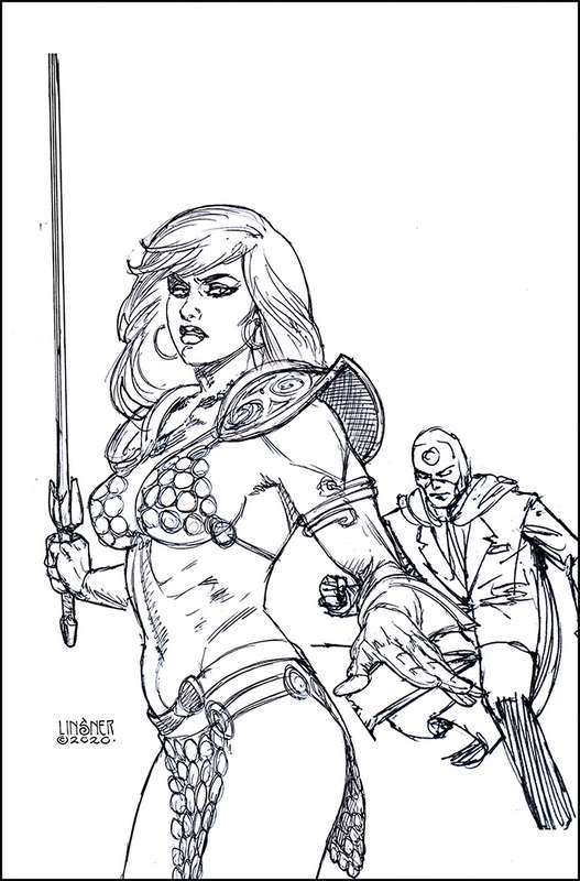 RED SONJA THE SUPERPOWERS #2 1:45 LINSNER B&W VIRGIN RATIO VARIANT