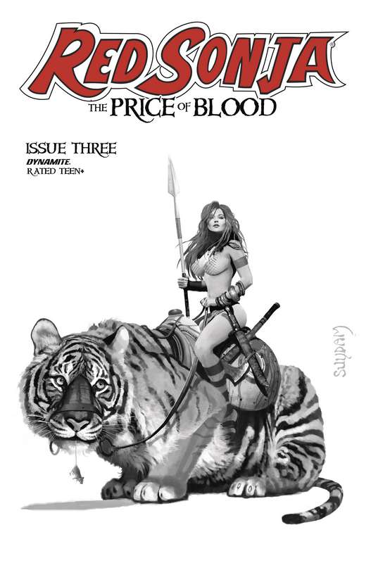 RED SONJA PRICE OF BLOOD #3 1:11 SUYDAM B&W FOC RATIO VARIANT