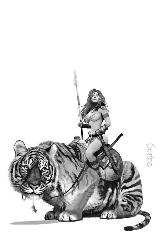 RED SONJA PRICE OF BLOOD #3 1:35 SUYDAM B&W VIRGIN FOC RATIO VARIANT