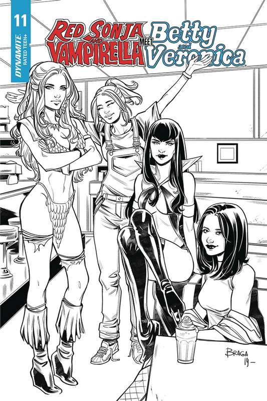 RED SONJA VAMPIRELLA BETTY VERONICA #11 1:20 BRAGA B&W RATIO VARIANT