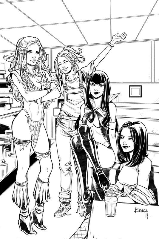 RED SONJA VAMPIRELLA BETTY VERONICA #11 1:7 BRAGA B&W VIRGIN VARIANT